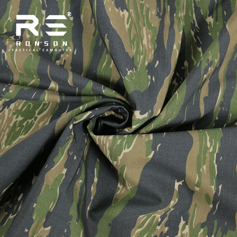 NC5050 Ribstop Tiger stripe camouflage nylon cotton fabric camo printed tactical  uniform fabric
