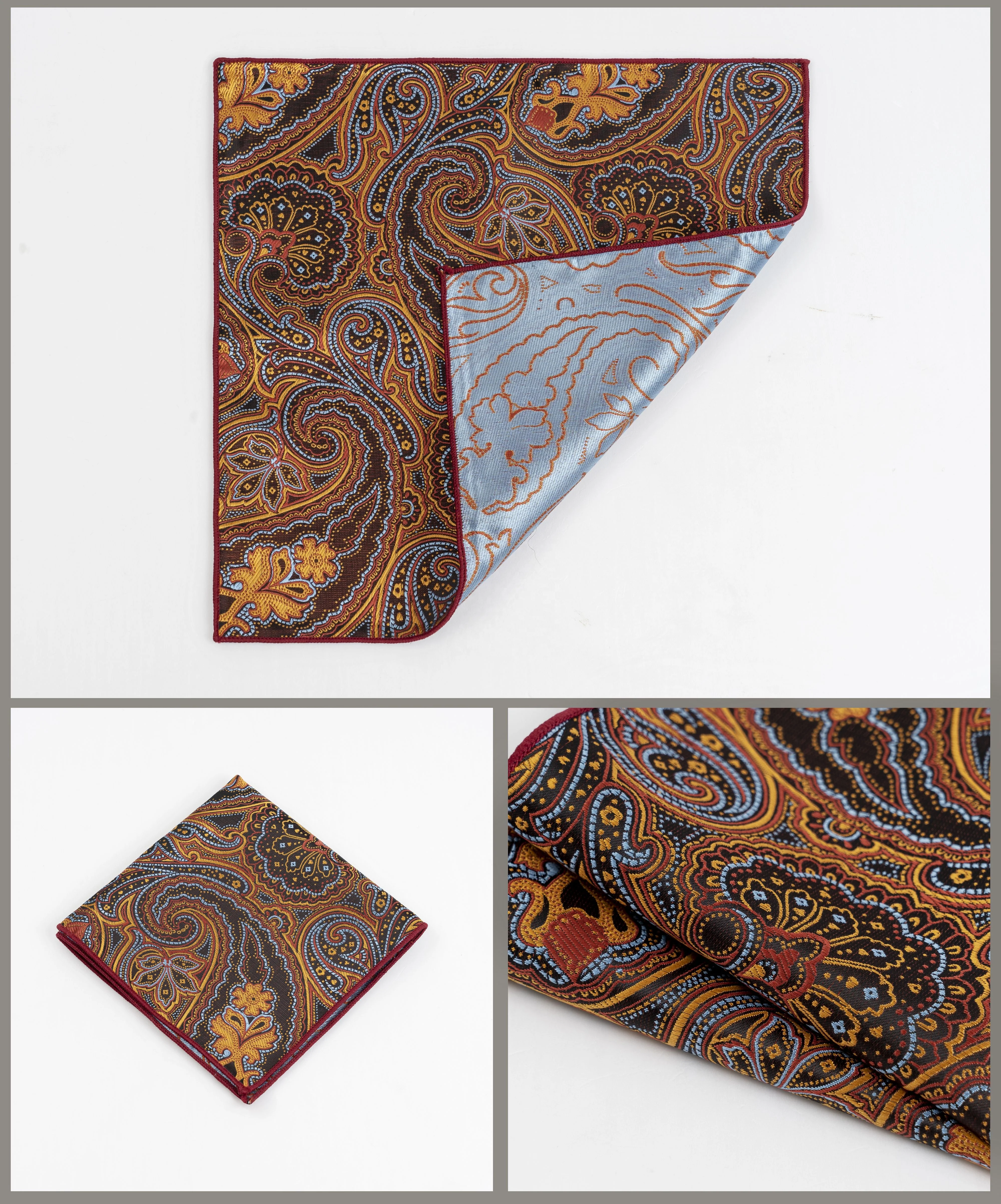 High Quality Luxury Design Handkerchief Screen Print Serigraphy Silk Pocket Square