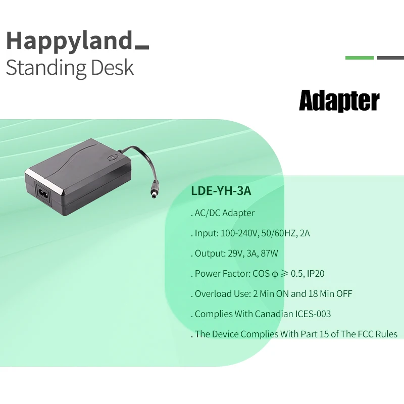 2A Electric Power Adapter 29V 2A Power Supply For Electric Smart Height Adjustable Table Standing Desk Frame For Home Office