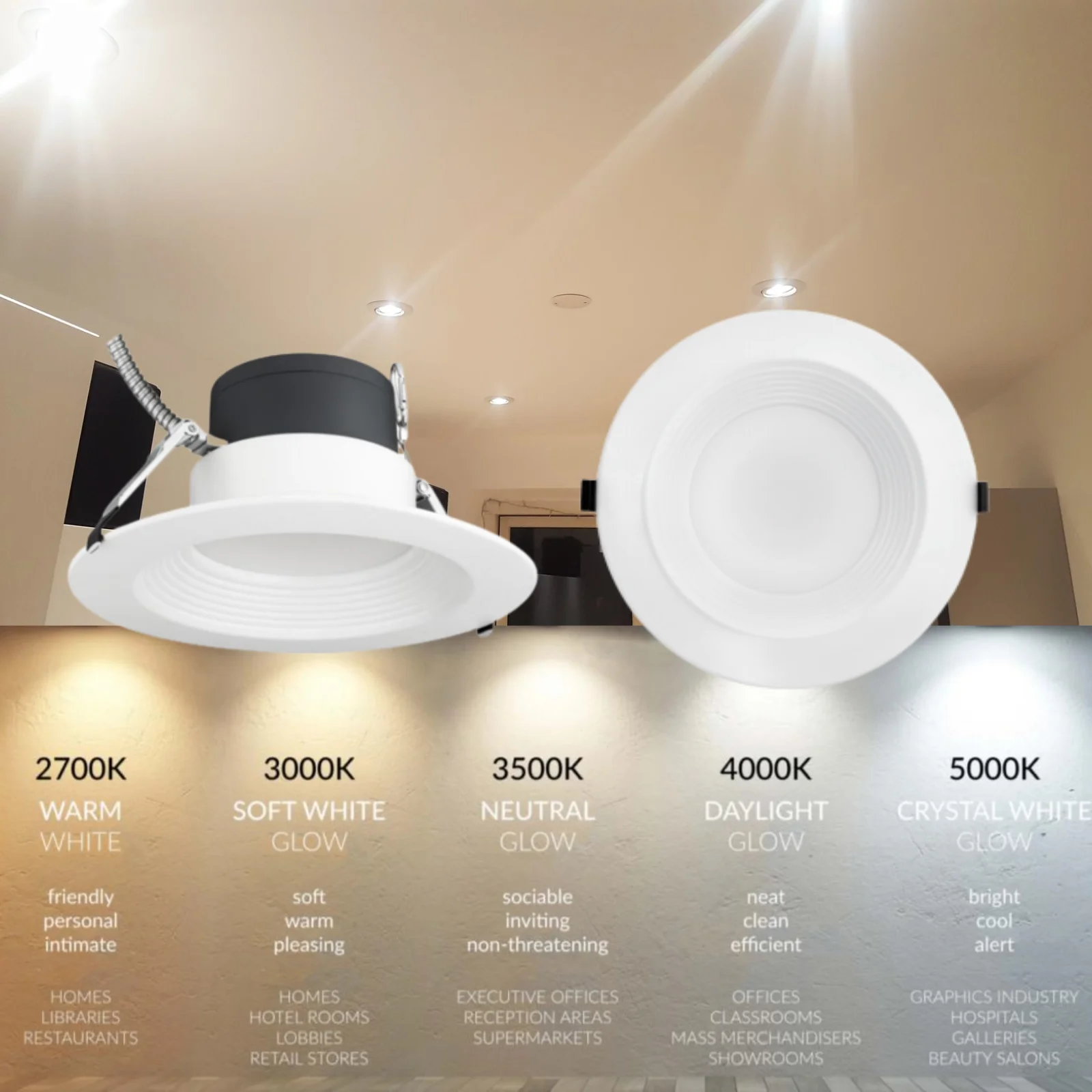 Newest commercial place led light led cob downlight recessed adjustable cct and watts downlight dimmable for hotel office