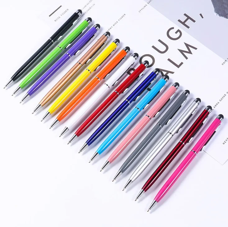 2 in 1 capacitive stylus metal aluminium pens for mobile phones pen