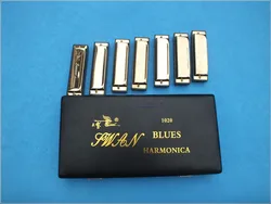 10 hole A/B/C/D/E/F/G silver harmonica musical instruments silver harmonica with different keys 10 holes 7 key set harmonica set