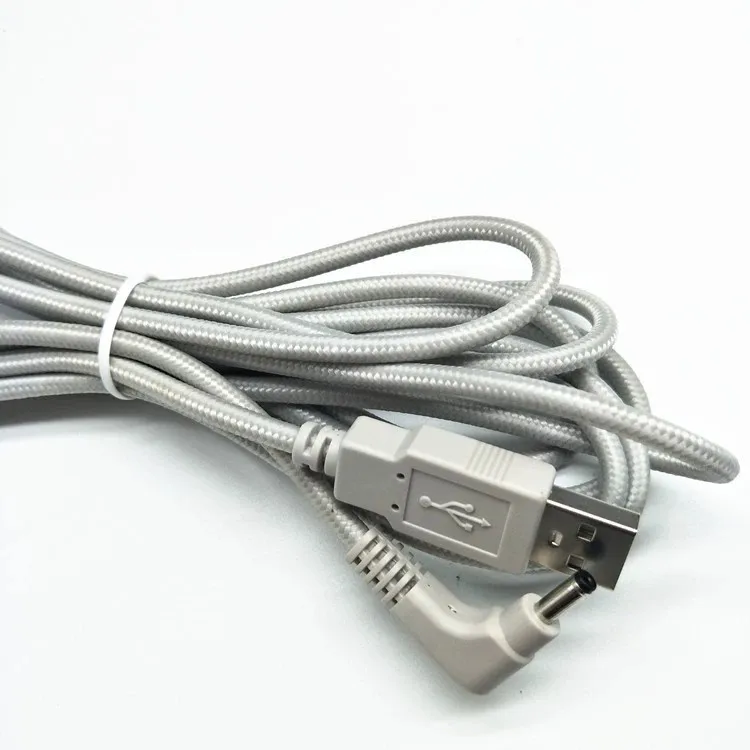 Factory wholesale gray nylon braid Right Angle 90 degrees DC 35135 Male 5v2A Usb To  Dc 3.5*1.35 charging Cable