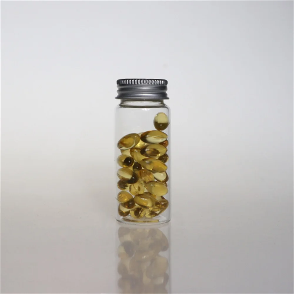 Factory Wholesale Small Transparent Glass Tube Herbs Bottle Round Glass Vials Storage Container With Aluminum Screw Lid