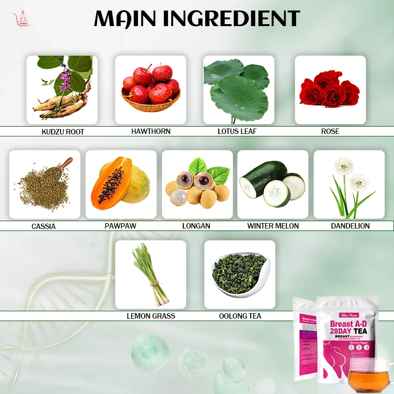 OEM/ODM 28 Days breast enlargement firming tea Fast Growth boobs Firming Sexy Care For Women papaya Big Breast A-D Tea herbs