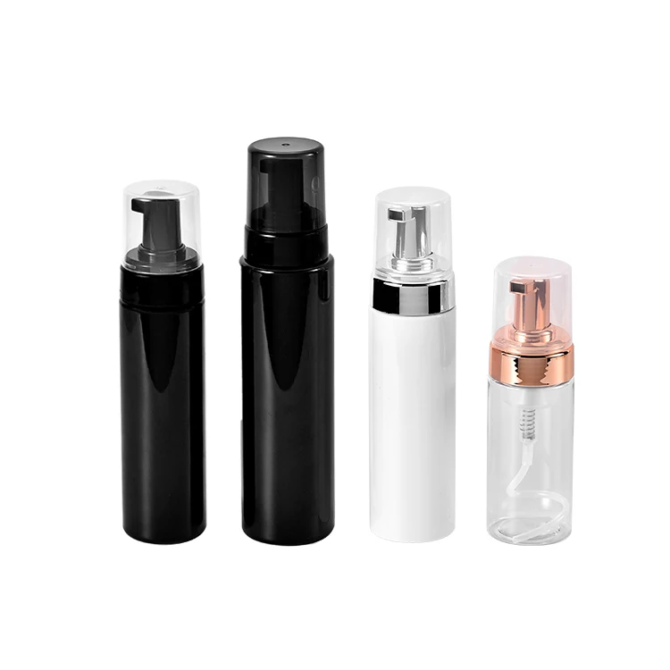 Luxury Empty Plastic Skin Care Container 120/150/160/200/250ml PET Black Foam Pump Dispenser Foaming Cleansing Bottles