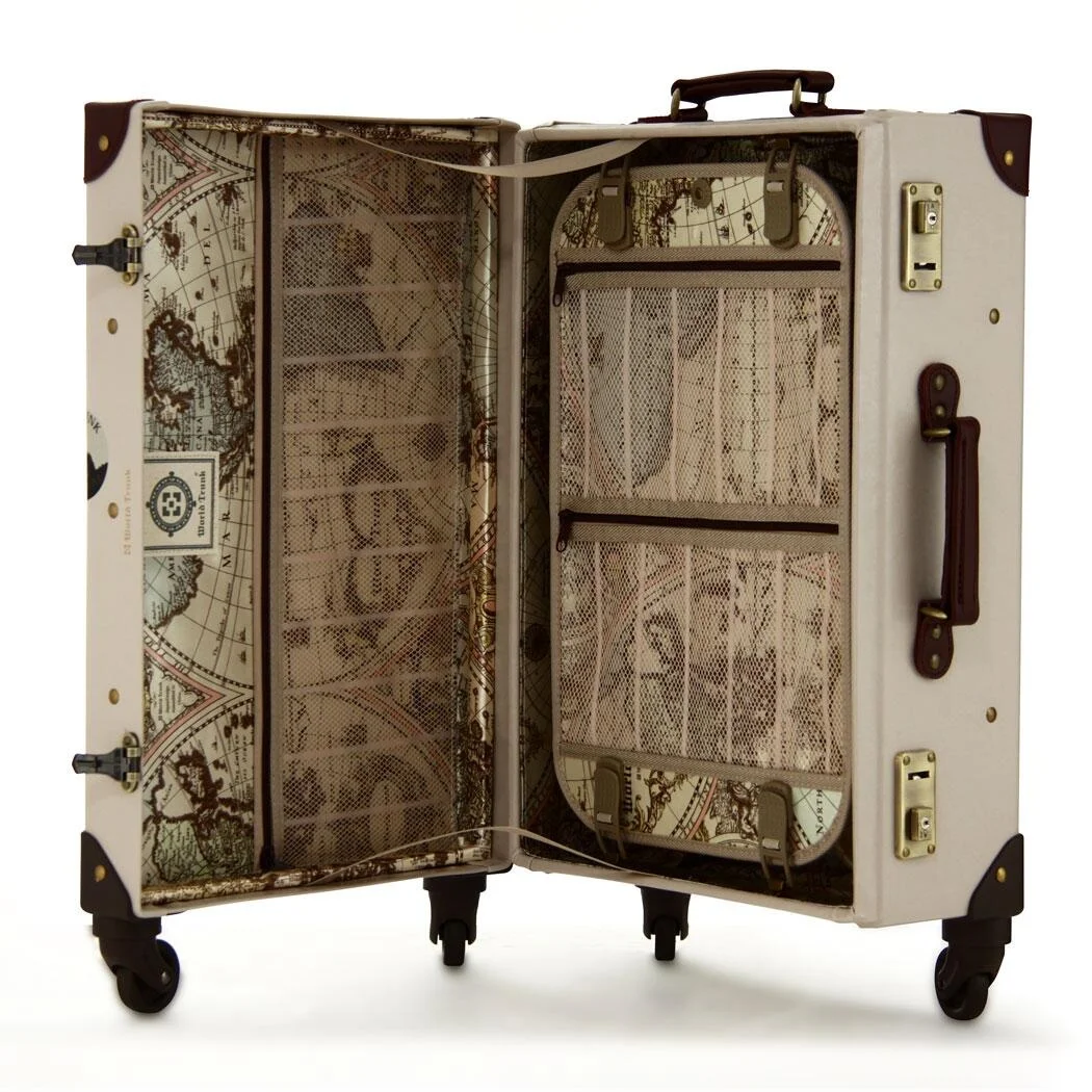 Custom Worldwide Suitcases World Map Travelling Luggage Strong and Durable Perfect Boarding Size for Unisex