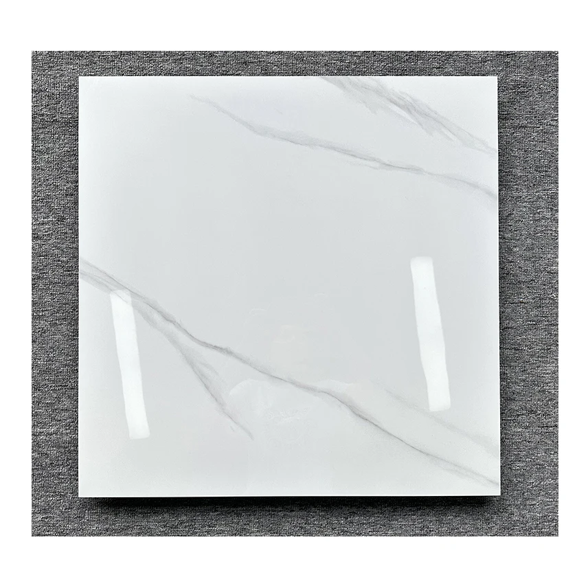 60x60 600x600 Glossy Carrara White Porcelain Piso Porcelanato Marble Floor Tile For The Living Room