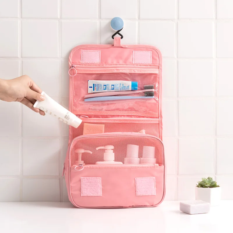 Wholesale Foldable Waterproof Polyester Cosmetic Wash Bag Women Hanging  Bag For Travel