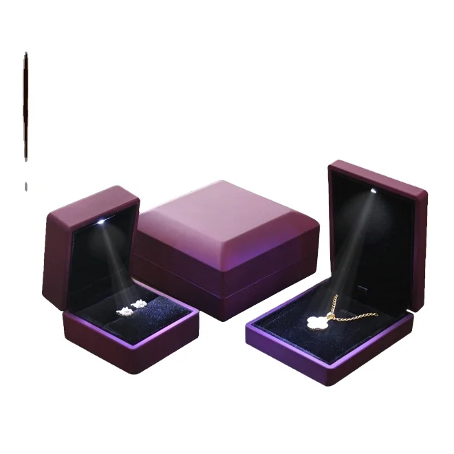 Top Sale Luxury Purple High Quality Custom Jewelry Gift Box With Led Light Jewelry packaging box