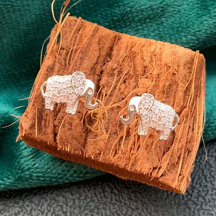 Animal Design Women Jewelry 925 Sterling Silver Elephant Stud Earrings New Fashion High Quality