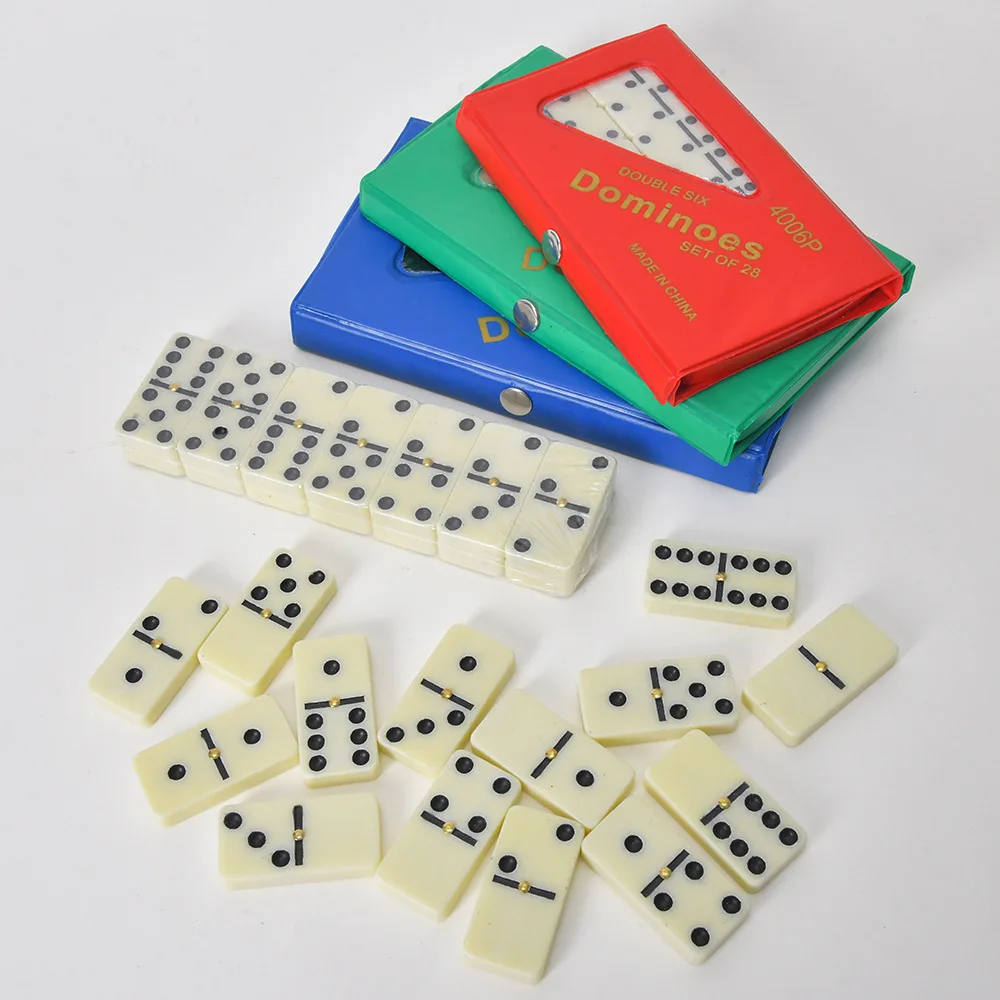 Hot Selling Professional double six dominoes white domino set Black dots with PVC box