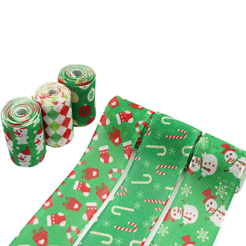 
Customized wholesale celebrations sustainable poliprolieno buffalo burlap christmas ribbon 