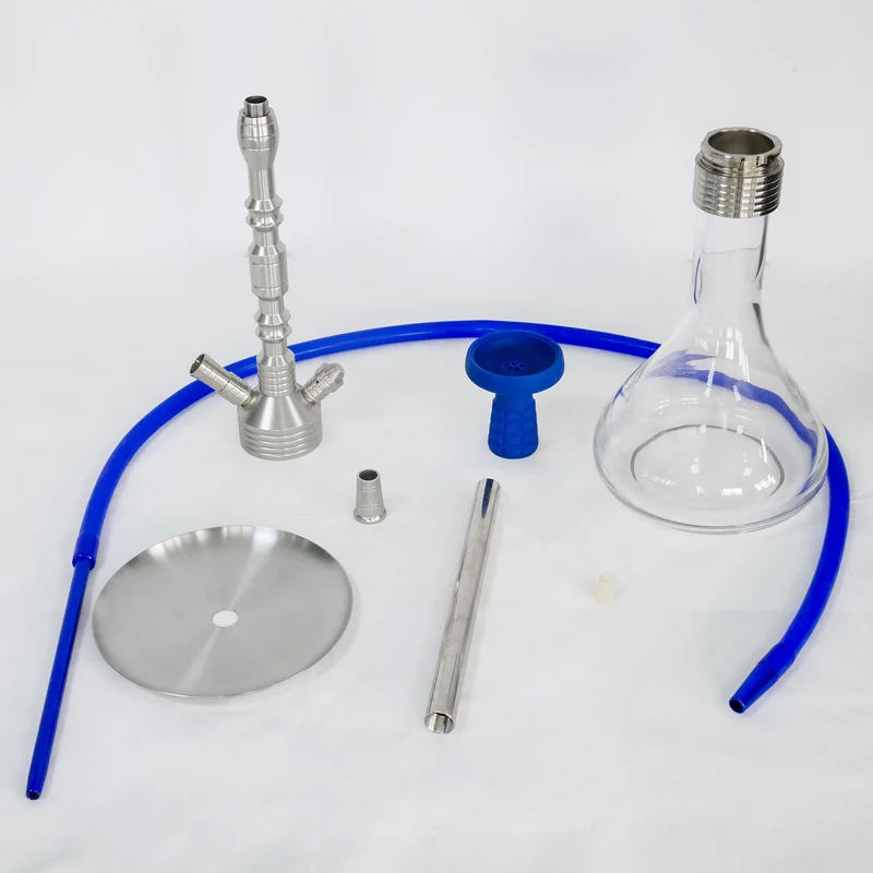 2# Chinese custom glass Beautiful stainless steel Aluminum portable hookah set cup with straw