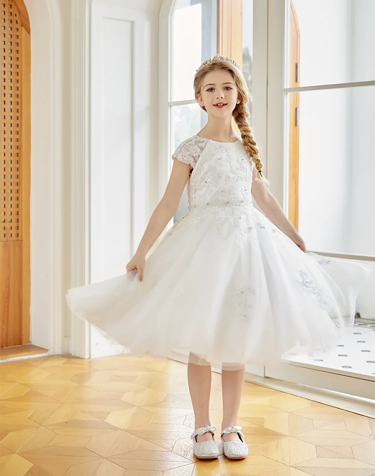 Children Birthday Poncho Summer Flower Girl Wedding Girl Host Piano Performance Princess Dress for Girls