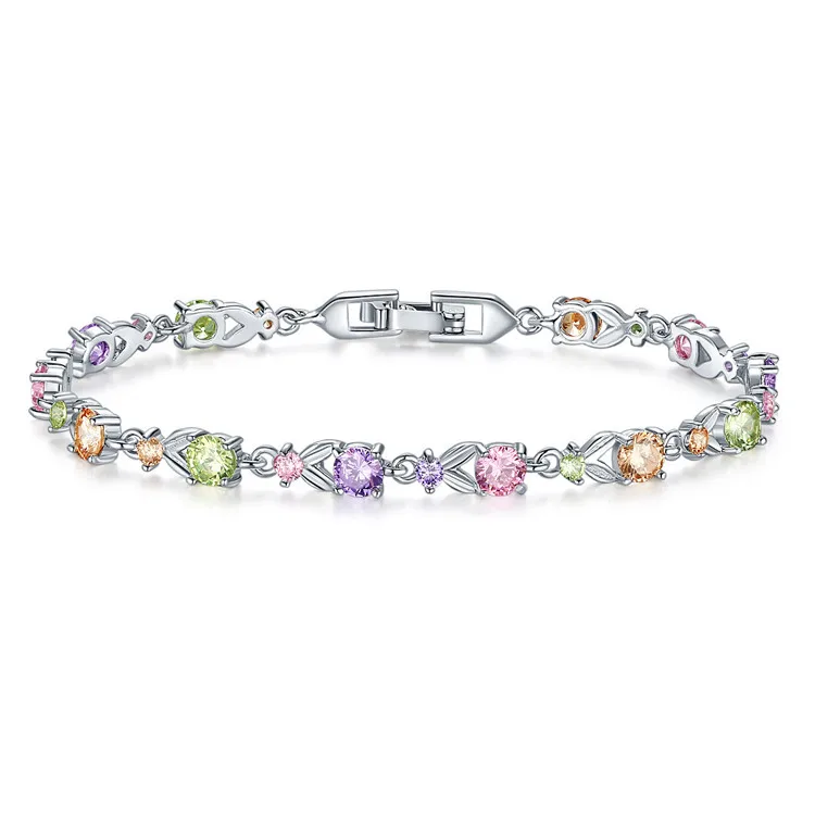 Korean Version Fashion Bracelet Austrian Crystal Zircon Mori Sweet Stainless Steel Gold-Plated Hand Jewelry Wholesale