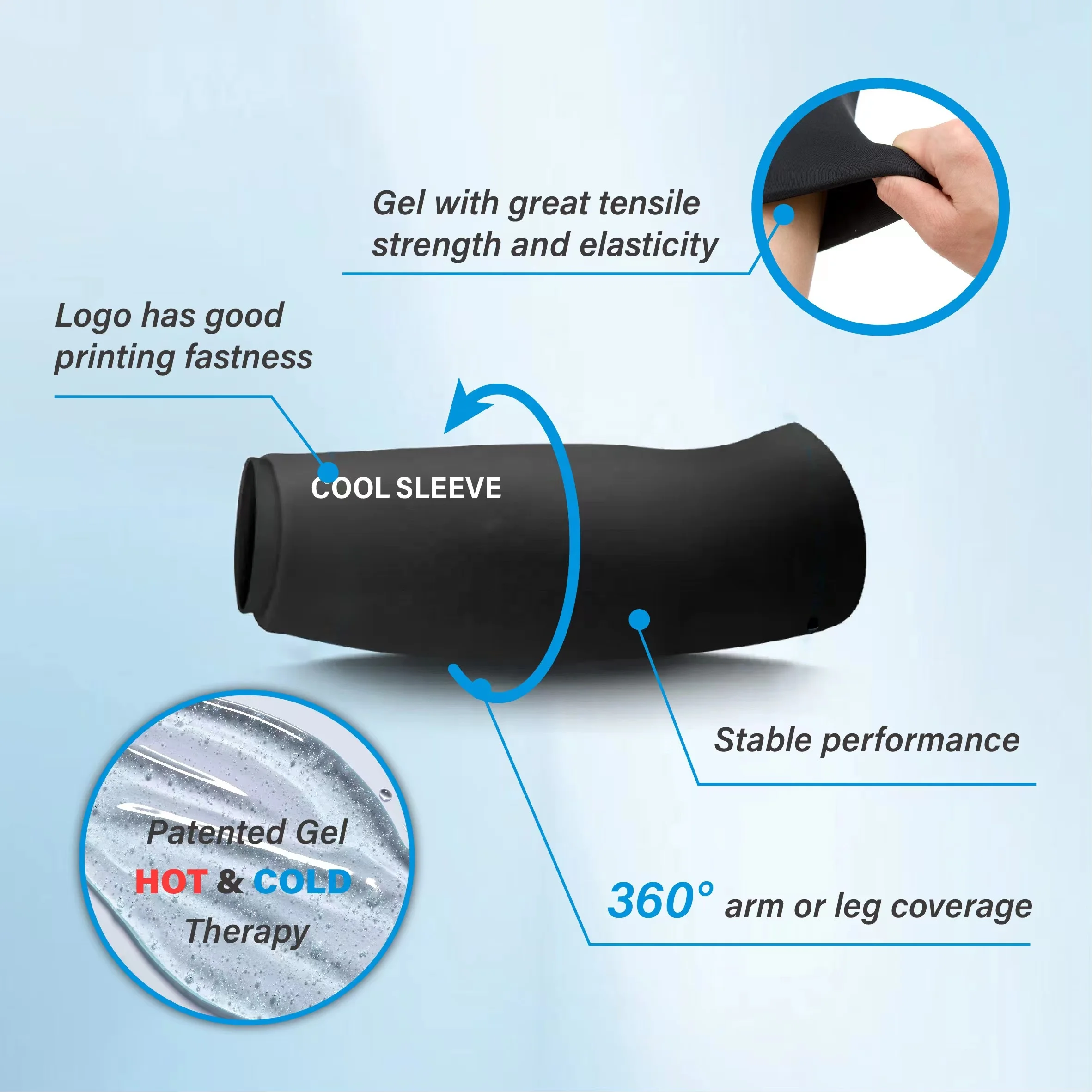 CSI Best Selling Products 2024 OEM Patented Knee Sleeve Gel Sleeves For Legs or Arms Instant Relief