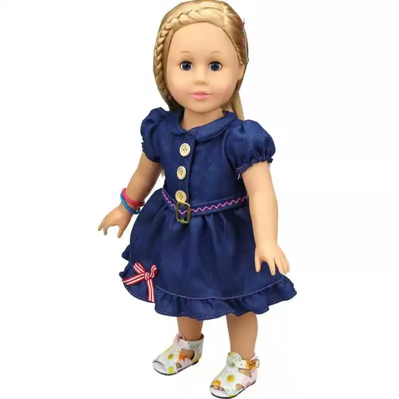 New 18 inch American doll dress design Fashionable jean skirt High quality doll clothes