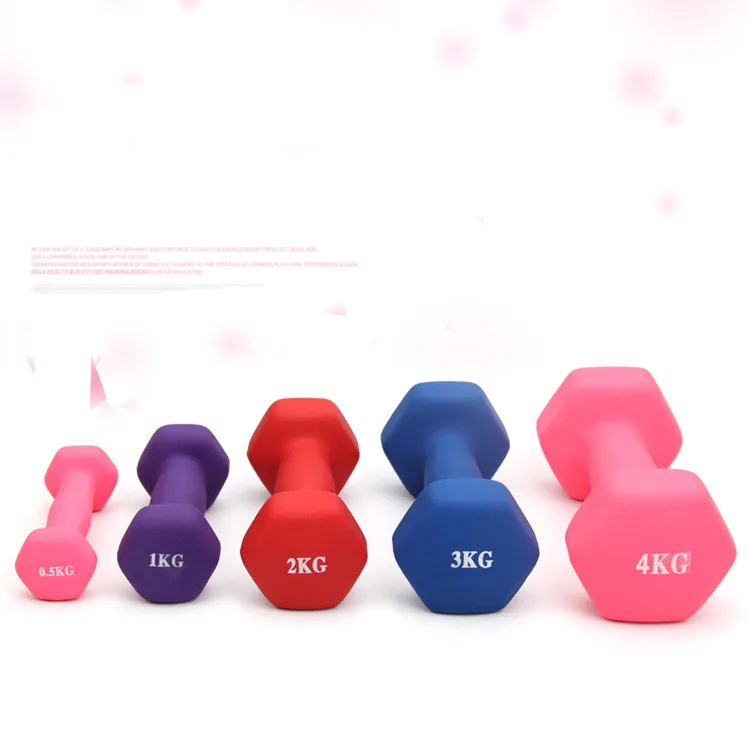 Fitness Mini Equipment Multi Colors Neoprene Coated Hex Dumbbell Set