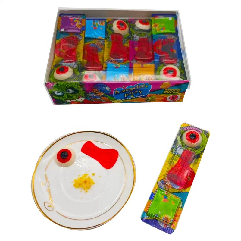 New Arrival Gummy Candy Eye Ball Shape Foot Shape with Popping Candy for Kds
