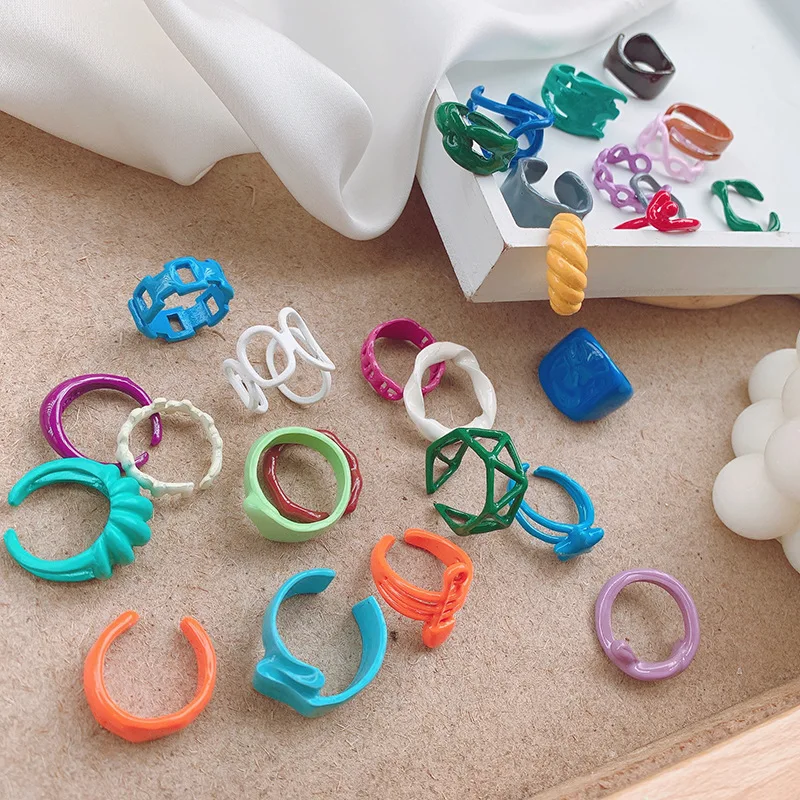 Разноцветная эмалированная лента Радужное кольцо регулируемое черное розовое зеленое белое неоновое эмалированное окрашенное кольцо