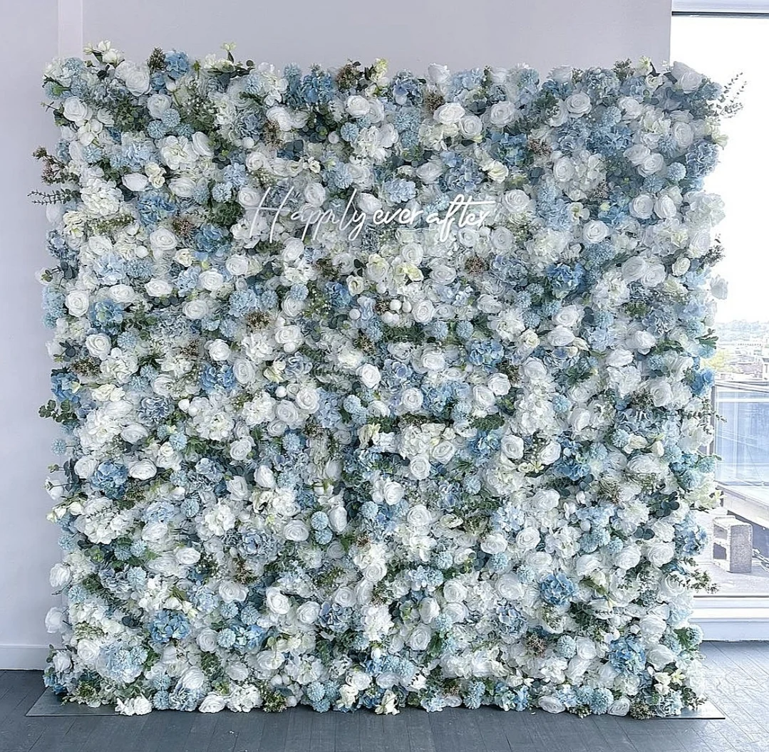 Artificial flowers wholesale colorful simulation rose head wedding scenery flower wall wreath and garland decoration