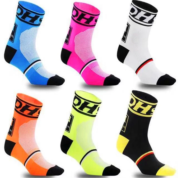 High quality nylon coolmax breathable compression crew cycling socks custom and cycling socks custom logo