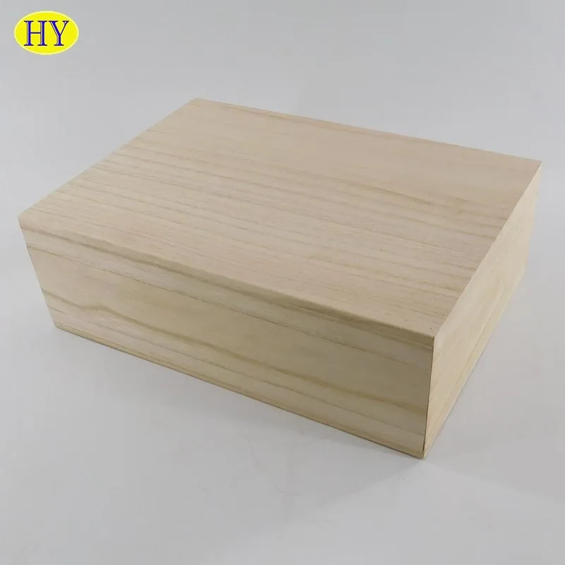 Custom Natural Unfinished Wood Packaging Box With Lift Lid