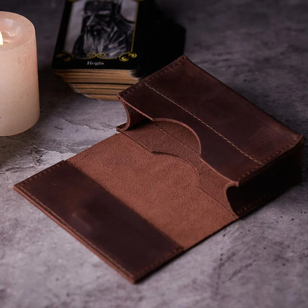 Leather tarot card holder, Tarot deck box, Personalized tarot card case