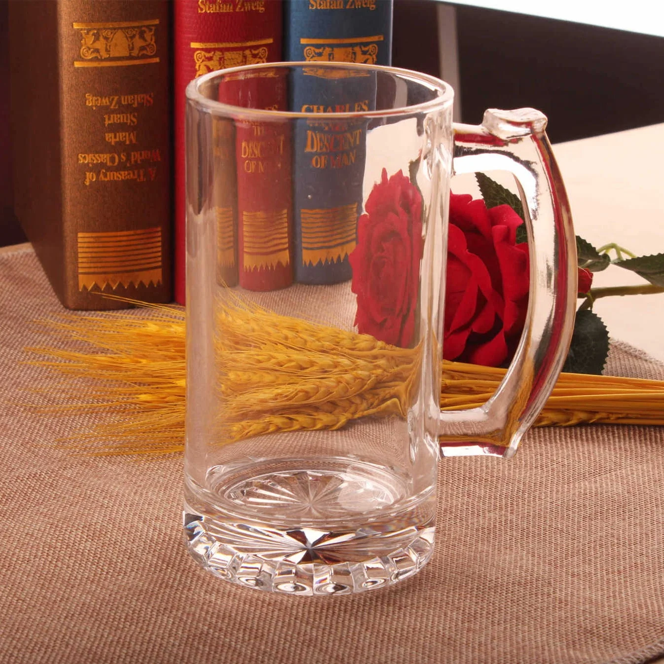 16oz wholesale Classic Beer Mug glasses Clear Lead-Free Freezer Beer Cup Heavy Drinking Beer Glass Stein with Handle