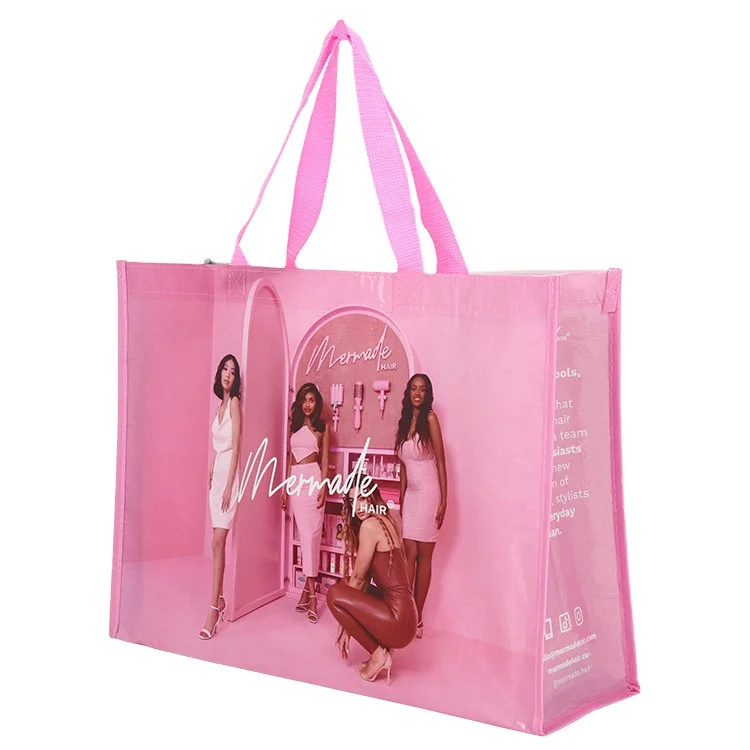 Горячая Распродажа, Пользовательский логотип, переработанная сумка для покупок rPET, многоразовая водонепроницаемая сумка-тоут, экологически чистая продуктовая сумка из переработанного пластика