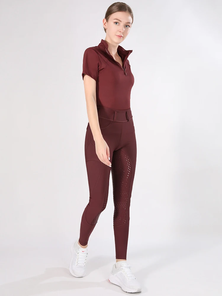 Nylon Short Sleeves Equestrian Base Layers Breathable Summer T-shirt For Women Horse Riding Tops Stretchy Sports Wear ladies