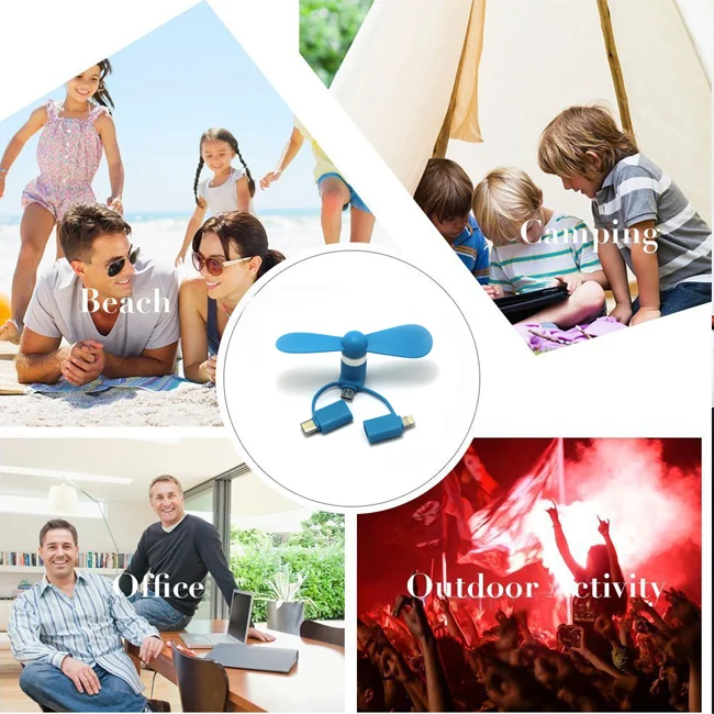 Wholesale Price Strong Mini Phone Fan 3in 1 Fan Compatible with iPhone, iPad, Android Smartphones, Tablets USB Type C