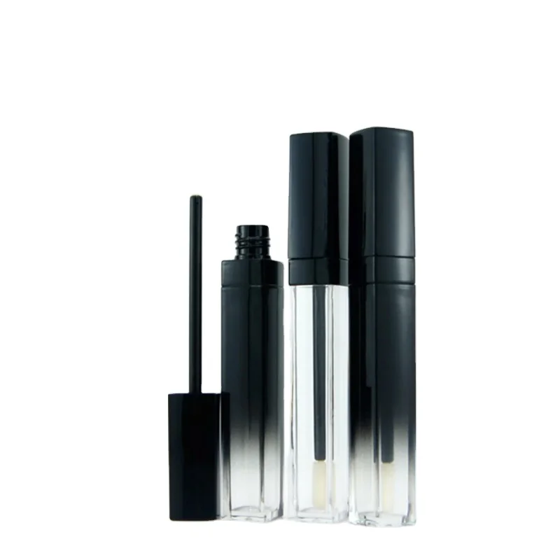 Cosmetic Packaging Black Rectangular Empty Lip Gloss Container Wholesale Stick Tube 7ml Custom logo