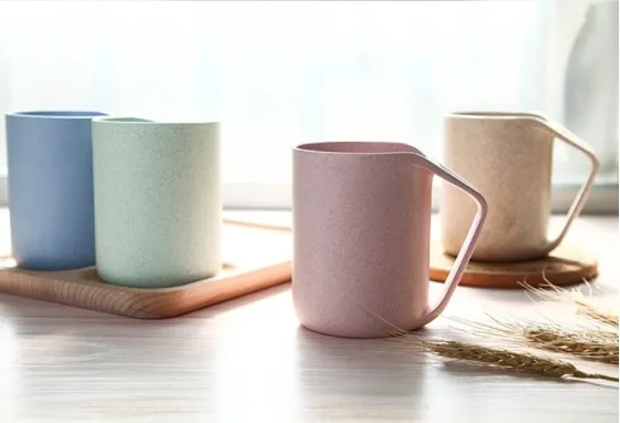 Wheat Straw Plastic Mug Unbreakable Durability Dishwasher & Microwave Safe Water Coffee Cup for Cold Hot Drinks