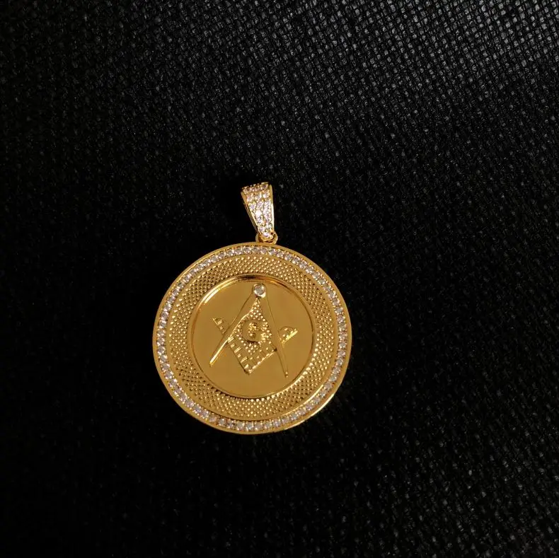 Jewelry 14KCZ Laying Masonic Gold Pendant Design for Men