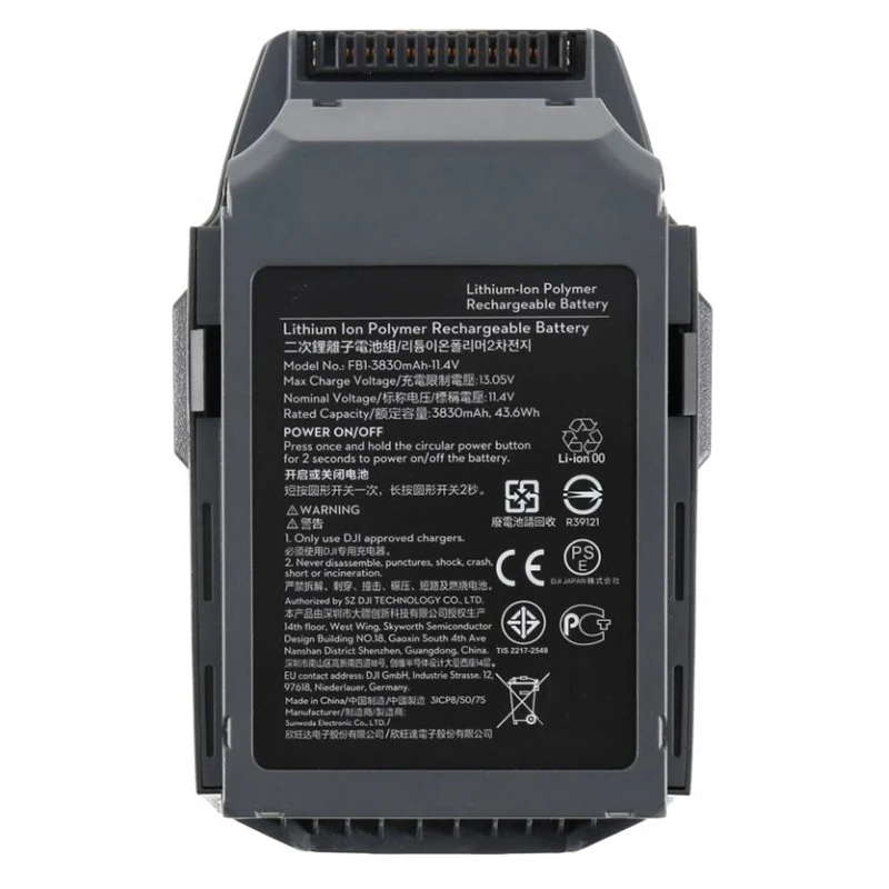 Li-polymer intelligent flight 11.4V 3830mAh replacement high quality battery for Mavic Pro