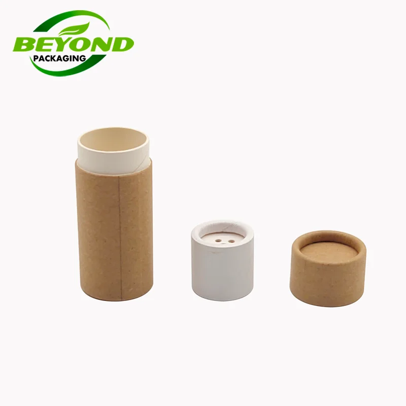 Biodegradable Cardboard Kraft Paper Tube Spice Shaker Top Packaging Round Food Grade Cylinder Box Wax Lining Tube With Sifter
