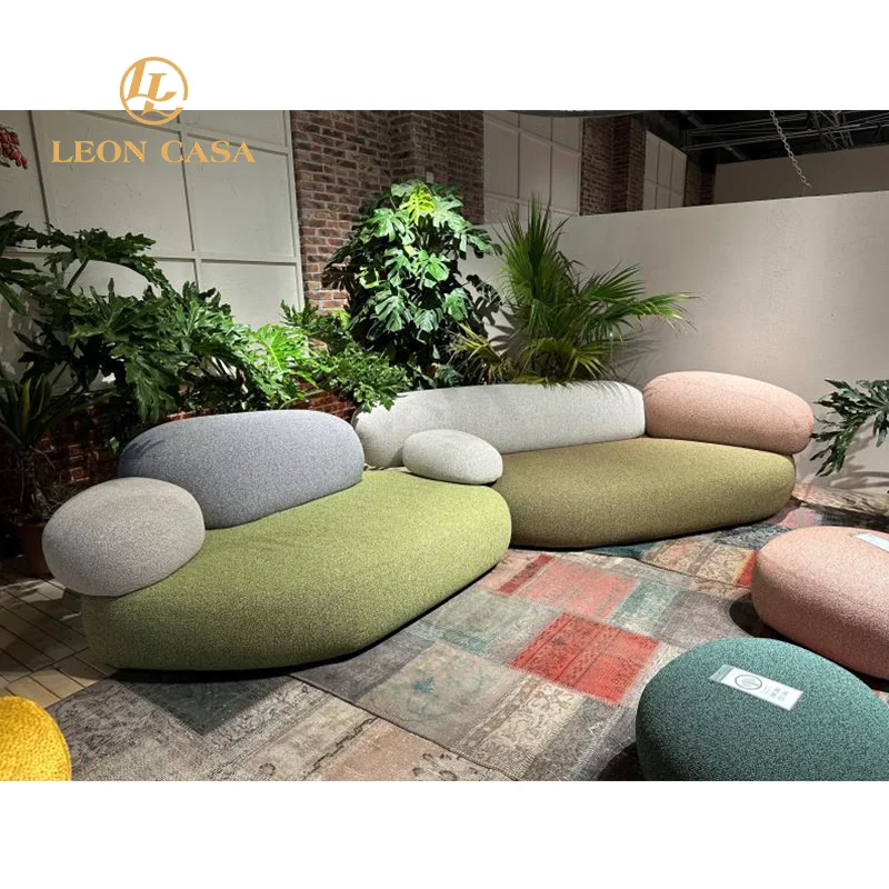 New Unique Shape Design Velvet Fabric Cobblestone Modern Sofa Furniture For Living Room