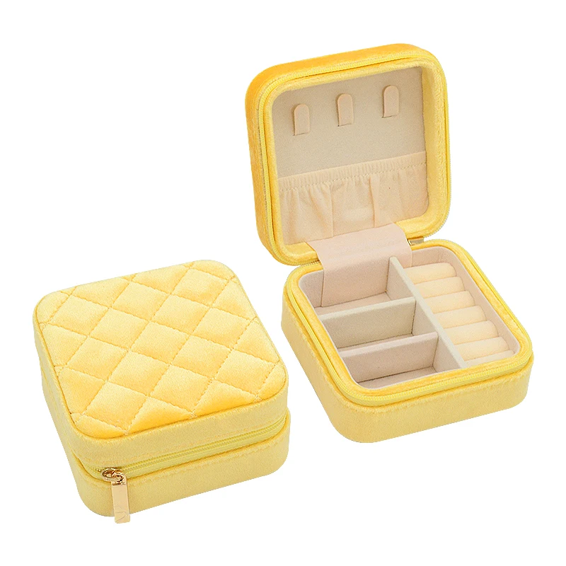 Бархатная Роскошная шкатулка для хранения ювелирных изделий на молнии