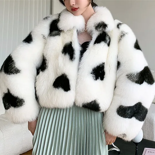 Factory Direct Wholesale Fur Coat Women Natural Fox Jacket With Loving Heart New Arrival Winter Genuine Fox Fur Coat