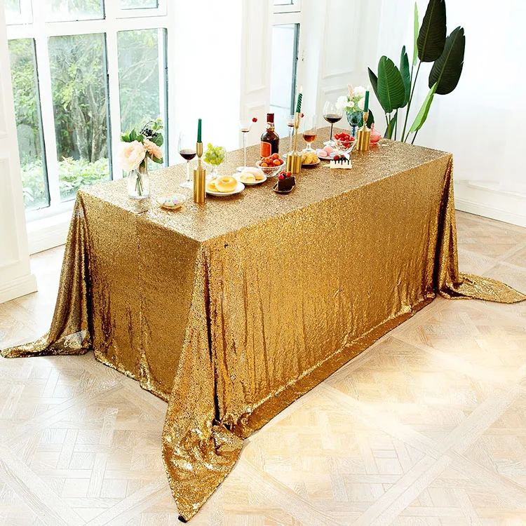 Round Rectangle Square 100% Polyester Shiny Table Cloth,Sparkle Glitter Sequin Tablecloth for Wedding party