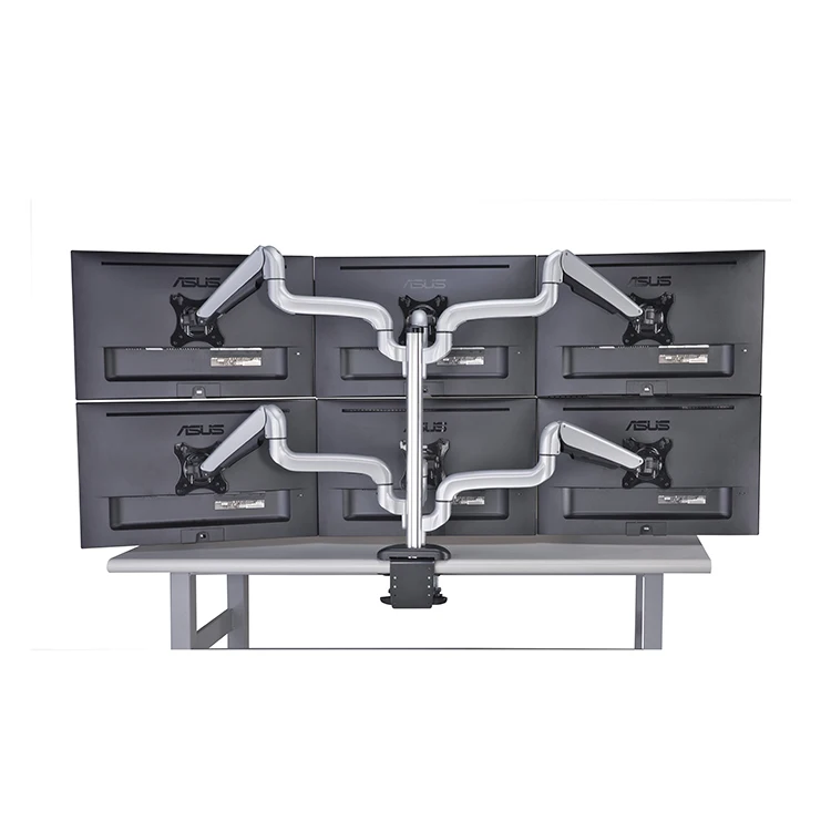 Gas Spring Single or Multiple Monitor Arm w/Sliding Tracks & 3 Types of Arm