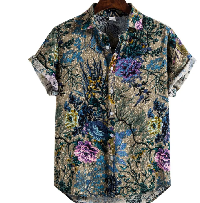Short Sleeve Printed Casual Hawaii Mens Shirt Mens Summer Beach Shirts