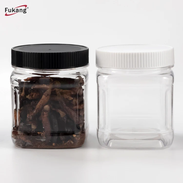 Plastic Square Bottle Food Grade Cookie Packaging Candy Jars