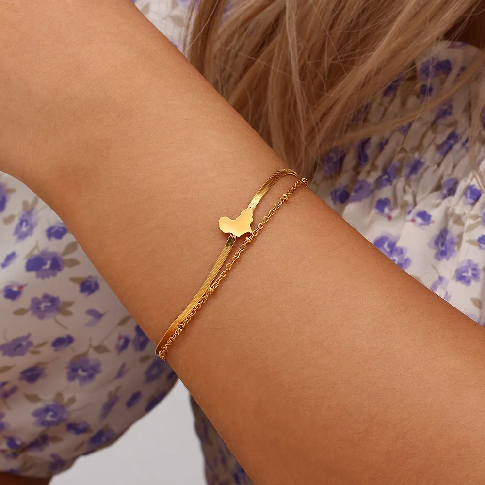 Custom Simple Women Double Pentagram Beads Twisted Chain Small Bracelet Minimalist Variety Bracelet