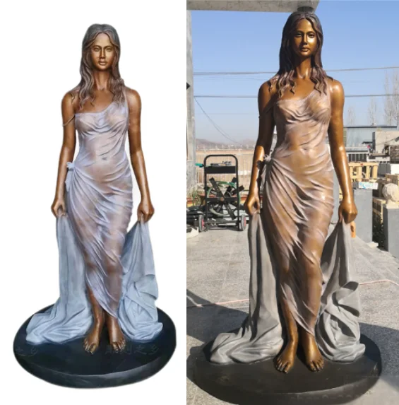 wholesale Modern Lady Statues Beautiful Large Garden Statuary Bronze Customized Outdoor Home Decoration Brass sculpture statue