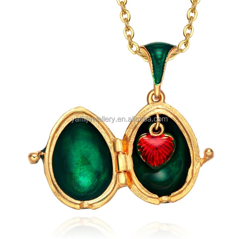 Tulip Lily Brass Vintage Egg Pendant Charm Crystal Rhinestone Necklace