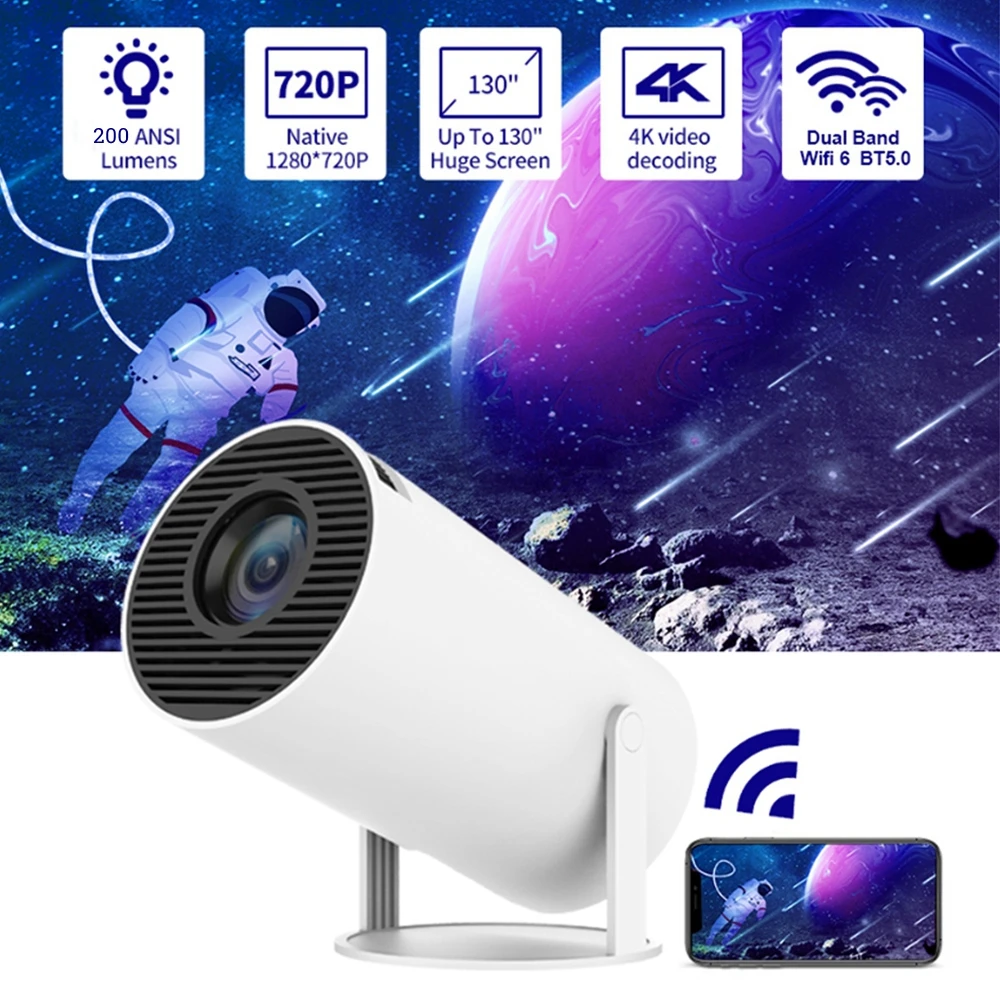 4K 1080P Full HD мини портативный автомобильный Keystone WiFi6 BT5.0 с поворотом на 180 ° Встроенный Android 11 0 OS наружный домашний проектор