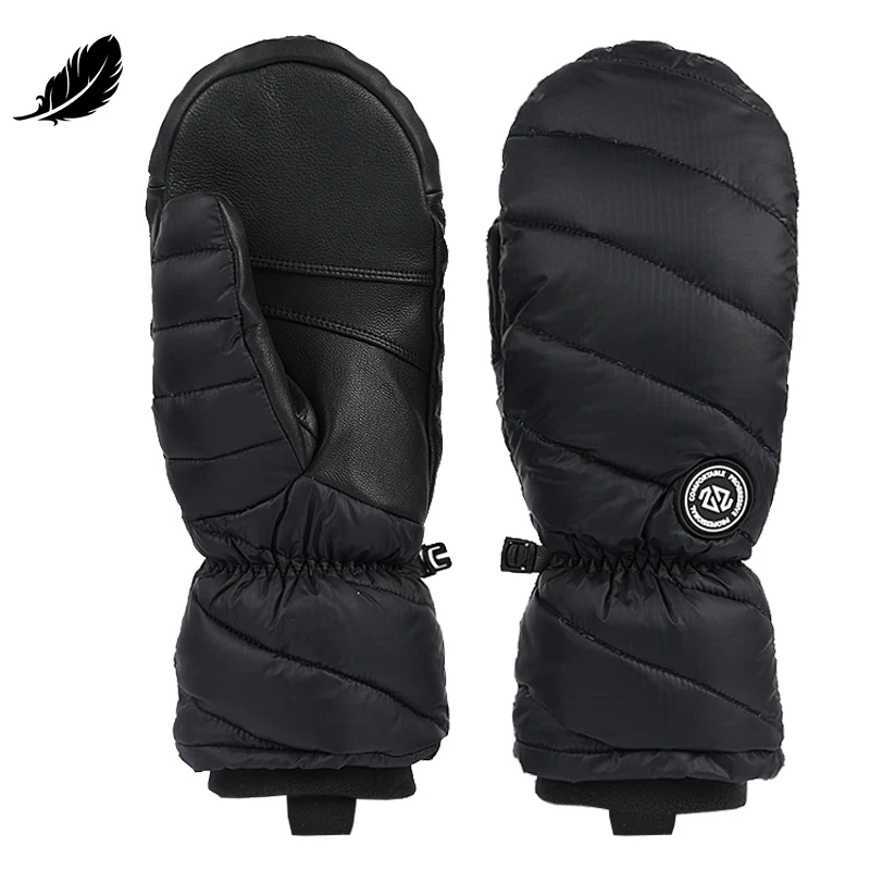 Thermal Down and Fleece Winter Mitten Down Mitts Ski Mitten Gloves Cold Weather Ski Gloves with Conductive Thumb Tip